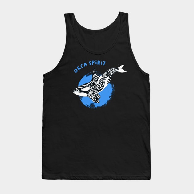 Orca Killer Whale Blue Tribal Tattoo Sun Ink Art Tank Top by Seven Sirens Studios